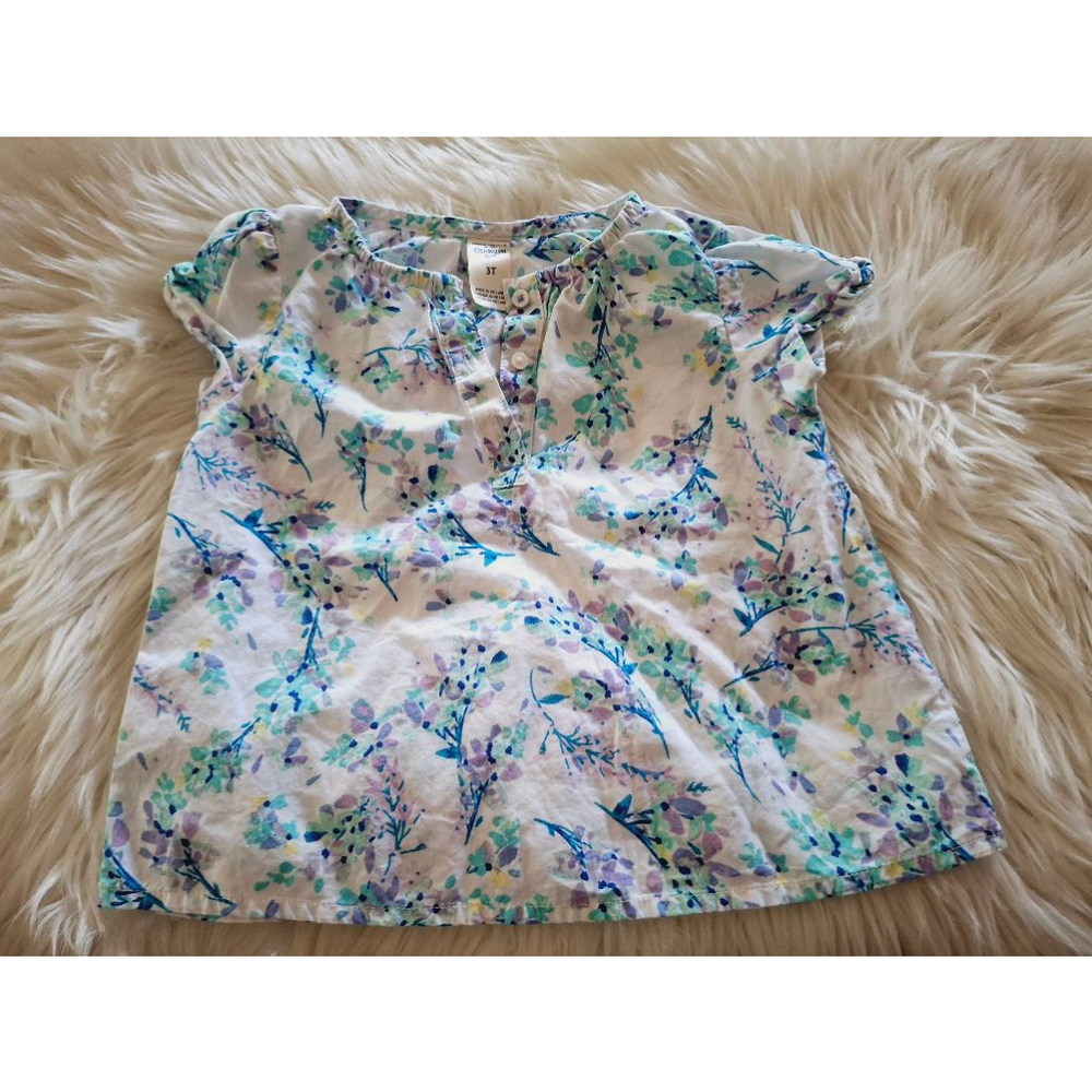 Girls OshKosh B'gosh Top 3T White Blue Floral